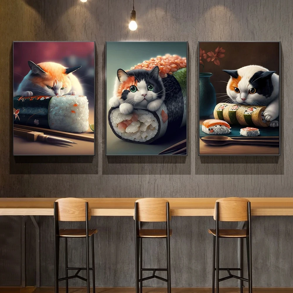 Плакат с японскими лососевыми суши принты для кухни домашний декор милая