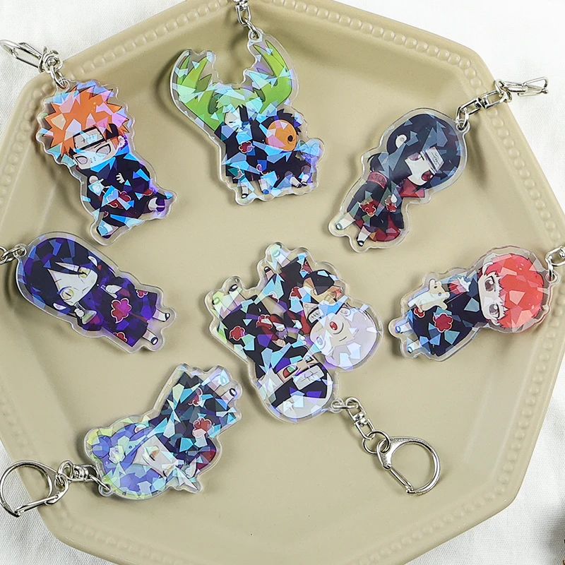 

Cute Q Version Characters Keychain Cartoon Print Double-side Acrylic Key Ring Holder Bag Charm Classic Anime Jewelry Gift
