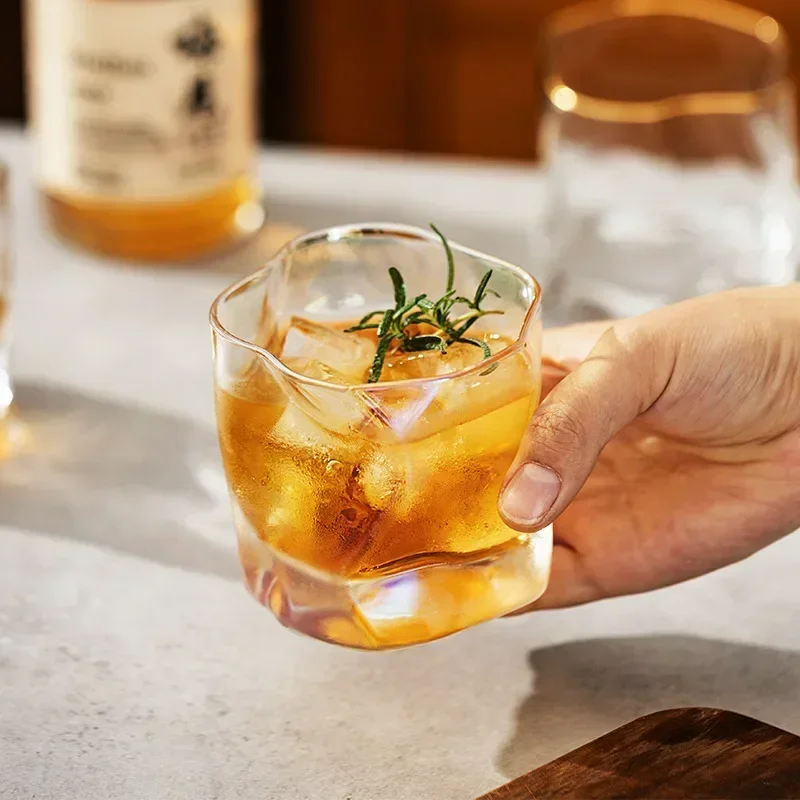 Стеклянная чашка для виски в японском стиле ручная работа форма оригами спиртные