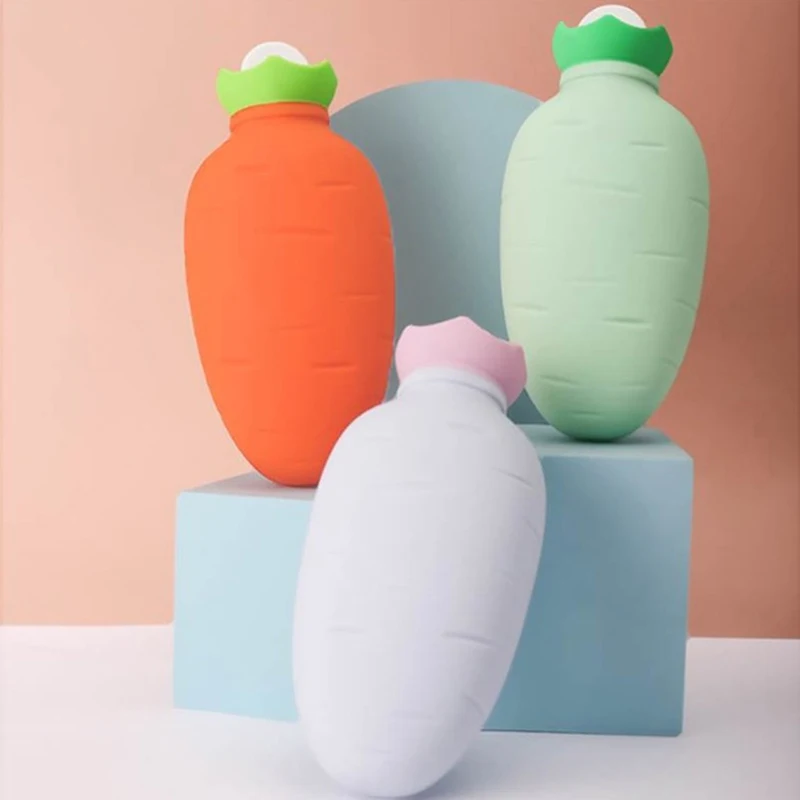 

Winter Hot Water Pouch Silicone Cute Cartoon Carrot Shape Hot Cold Compress Hot Water Bag Hand Warmer