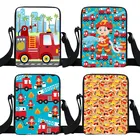 Сумка-мессенджер с мультяшным рисунком пожарного двигателя, автомобиля, экскаватора, Женская Аниме Сумка с принтом пожарного, маленькая сумка, Повседневная сумка через плечо, подарок