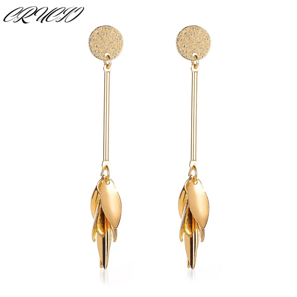 

Delicate Long Scattered Leaf Drop Earrings Women Girl Tassel Retro Frosted Retro Metal S925 Silver Needle Pendientes Aretes Clay