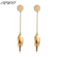 delicate long scattered leaf drop earrings women girl tassel retro frosted retro metal s925 silver needle pendientes aretes clay