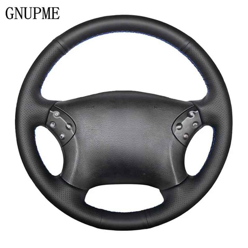 

Сшитая вручную Обложка рулевого колеса черная искусственная кожа фотообложка для Mercedes Benz W203 C-Class 2001-2007