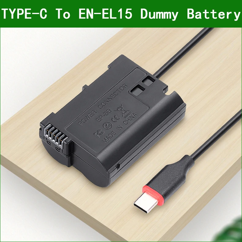 EP-5B USB Type-C EN-EL15 Dummy Battery Power Adapter DC coupler For Nikon D500 D600 D610 D750 D780 D800 D810  D850 Z6 II D7000