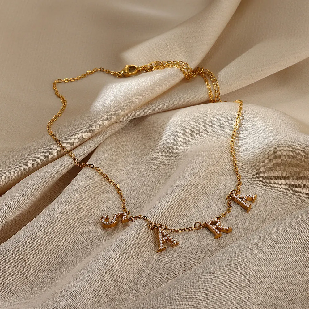 Ожерелье с буквами и искусственным жемчугом на заказ для женщин цепочка из