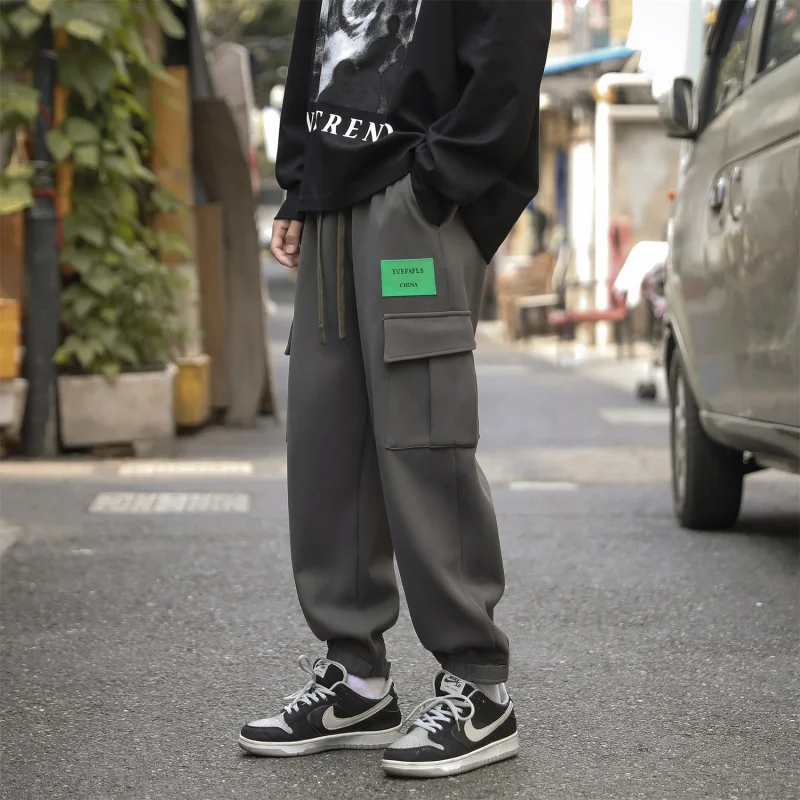 

Мужские Лоскутные Спортивные штаны с боковыми карманами в Корейском стиле; Модные тренды в стиле хип-хоп; Уличная одежда; Мешковатые штаны-шаровары для подростков; Повседневная одежда