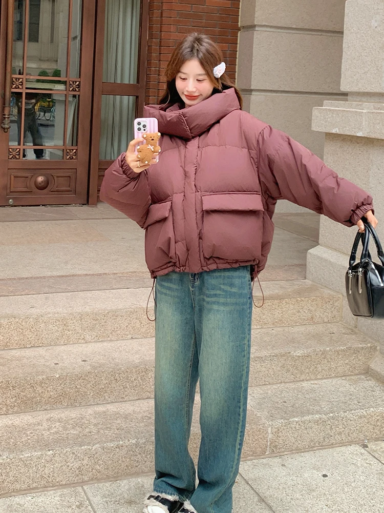 Женский пуховик Ankela с красным капюшоном зима 2024 новый модный дизайн верхняя