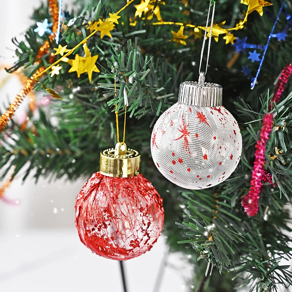 

12 шт 6 см розовые золотые елочные шары Пластиковые прозрачные Рождественские шары украшение для украшения дерева Natal Navidad 2023 новый год
