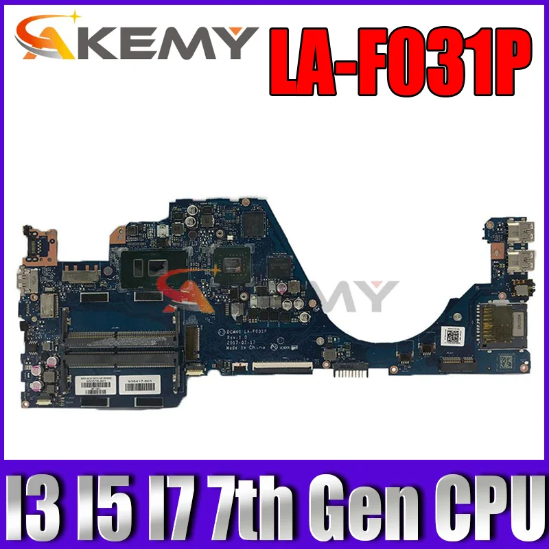 

For HP 14-BF 14-bf058TX Laptop Motherboard 930574-001 935416-001 930576-001 w/ LA-F031P I3 I5 I7 7th Gen CPU Mainboard
