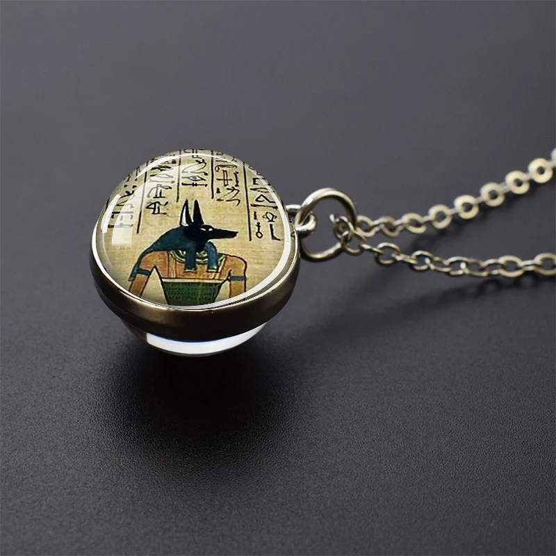 Египетский Анкх ожерелье Древний Египет Анубис стеклянный шар амулет-подвеска