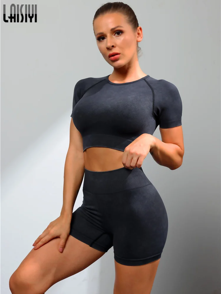 

Women's Sports Suits Summer Shorts Crop Tops Sportswear 2-piece Set T-shirt Fitness Workout Tracksuit Casual Women's Clothing
