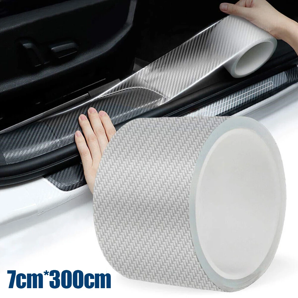 

Auto Accessories Car Carbon Fiber Sticker 300cmx7cm Anti Scratch Protection Sill Protection Sticker Scuff Cover