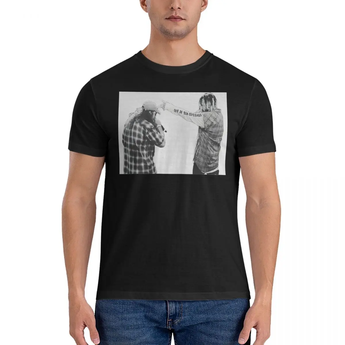 Мужская футболка с круглым вырезом из натурального хлопка