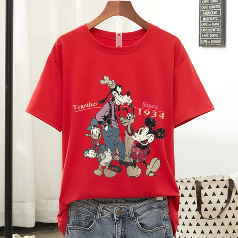 

Women's 18 Colors Vintage Funny T Shirts Summer 2022 New Short Sleeve Kawaii Cute Shirts for Girls Korean Fashion Harajuku Shirt
