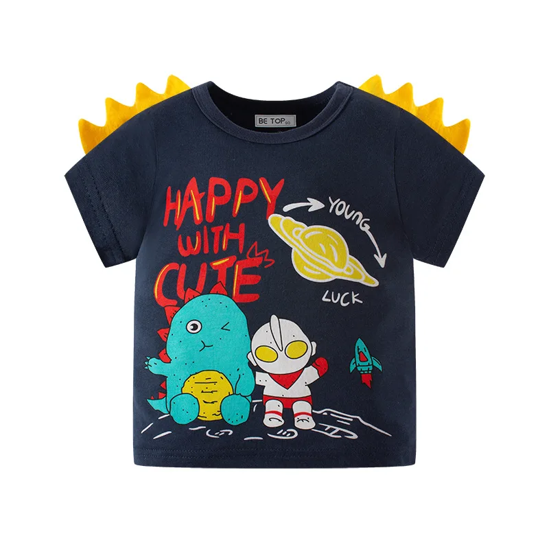 Kid's Tops Boys Girls Baby Children Short Sleeve Dinosaur Cartoon Dino Printed T-shirts Children's Thin Cloth Quality T Shirts