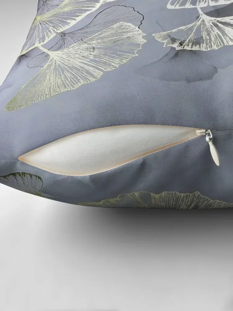 Золотые листья Гинко на сером фоне диванная подушка предметы домашнего декора