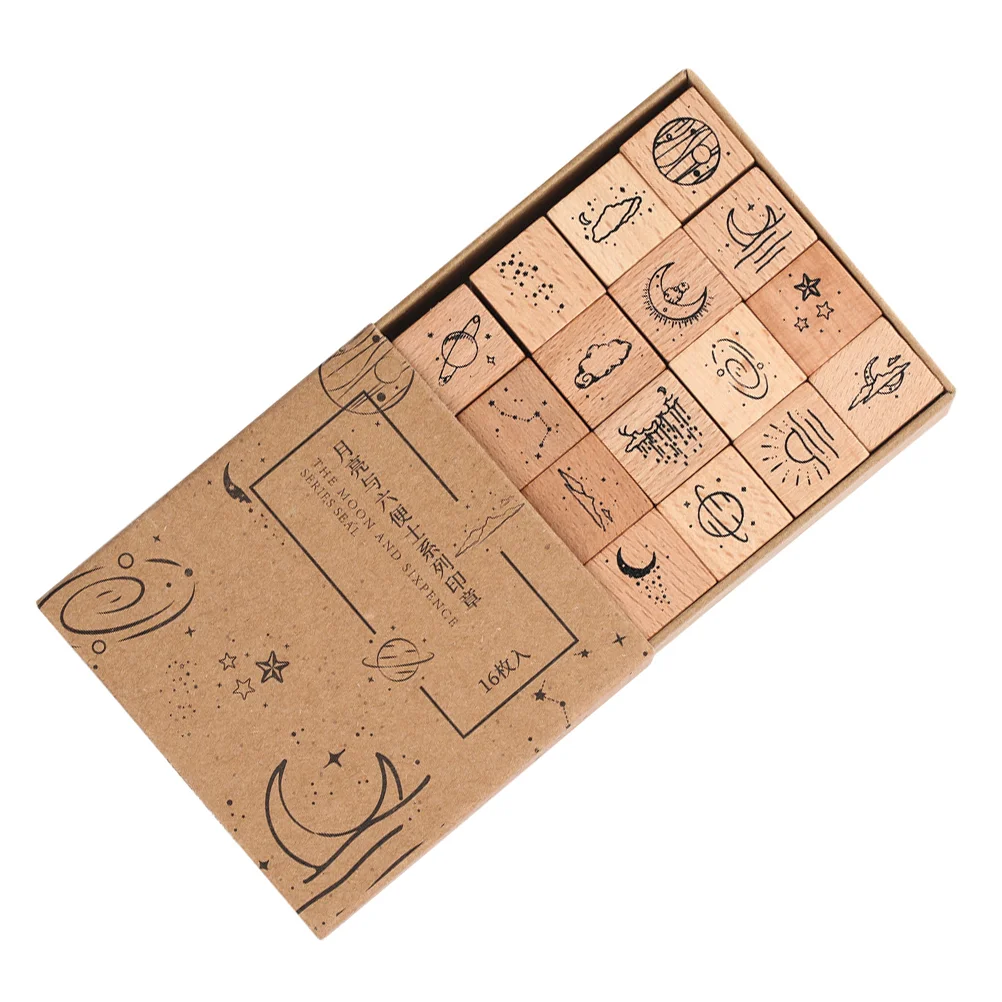 

16pcs Delicate Wooden Stamps Decorative Stamp Vintage Seals for Journals Crafts