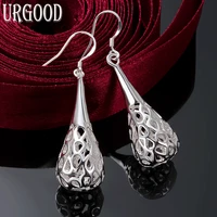 925 sterling silver hollow teardrop earrings for women party engagement wedding fashion jewelry