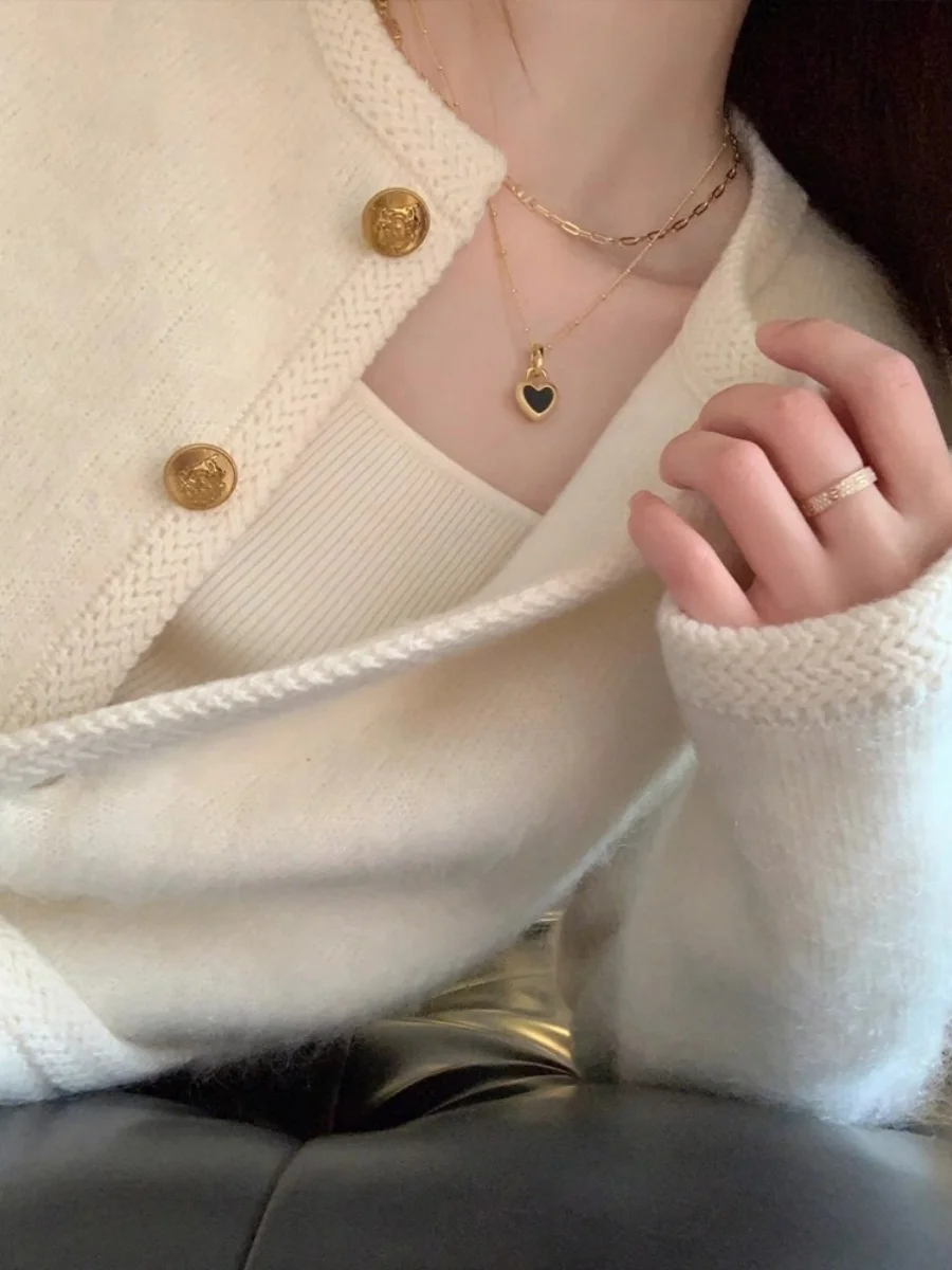 La Chabell Белая изящная короткая верхняя одежда для женщин Осень и зима Новый