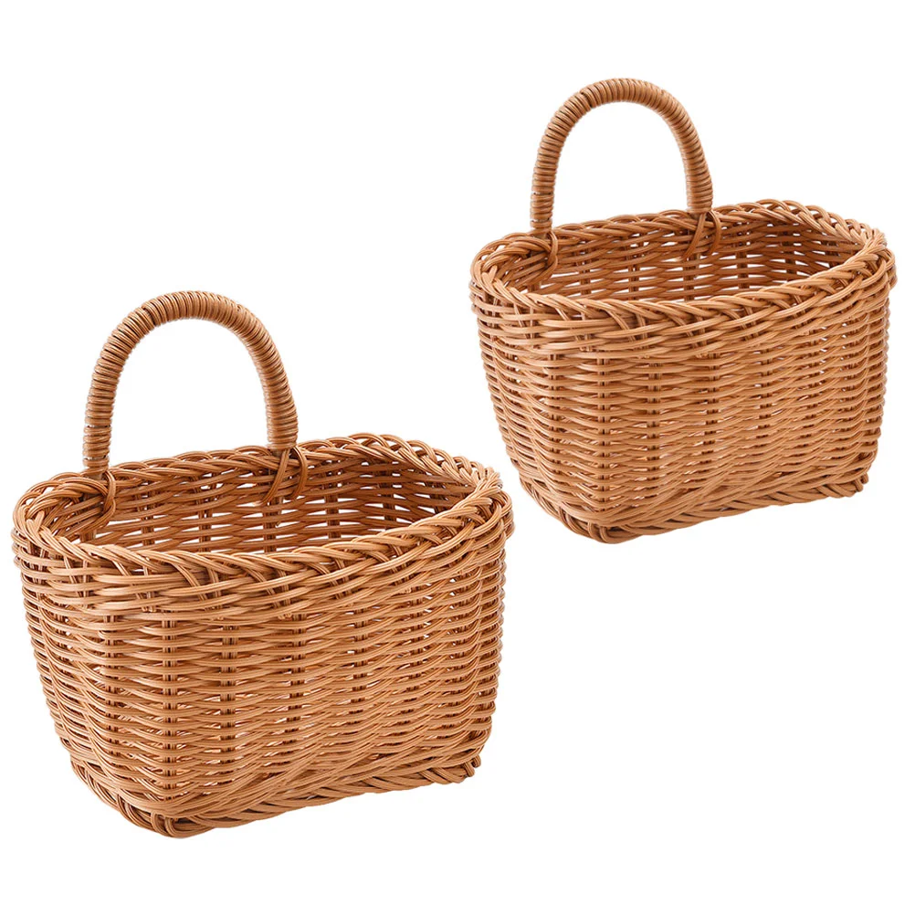 

2 Pcs Hanging Vegetable Basket Small Woven Baskets Storage Weave Kitchen Ginger Wall