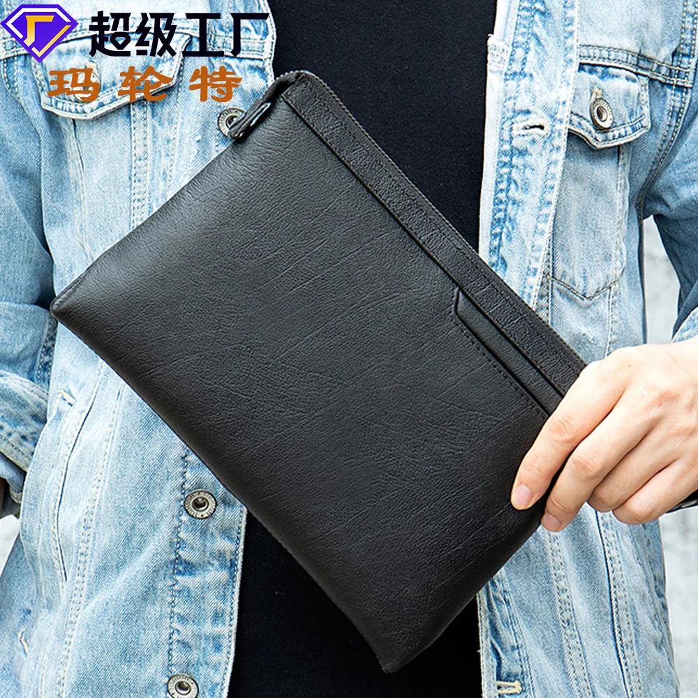 

Trendy version handbag Men's leather High grade men's Business casual small and medium-sized grab bag