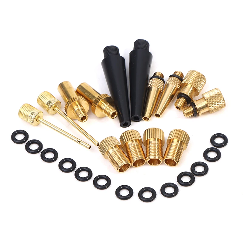 

26Pcs/Set Copper Bicycle Valve SV AV DV Adapter Set MTB Mountain Bike Tire Pump Adapter Kit Inflator Pump Accessory