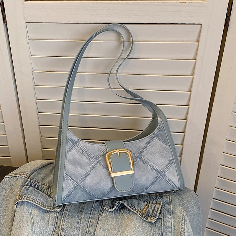 

New Shoulder Bag for Women In 2023 Summer Commuter Underarm Bag Female Leisure Bags Vintage Blue Hobo Bags