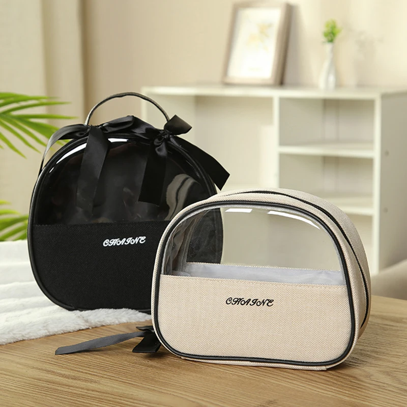 

1PC Oval Waterproof Cosmetic Bag Ladies Make-up Cosmetic Sundries Storage Bag Dust-proof Transparent Organizer ith Zipper