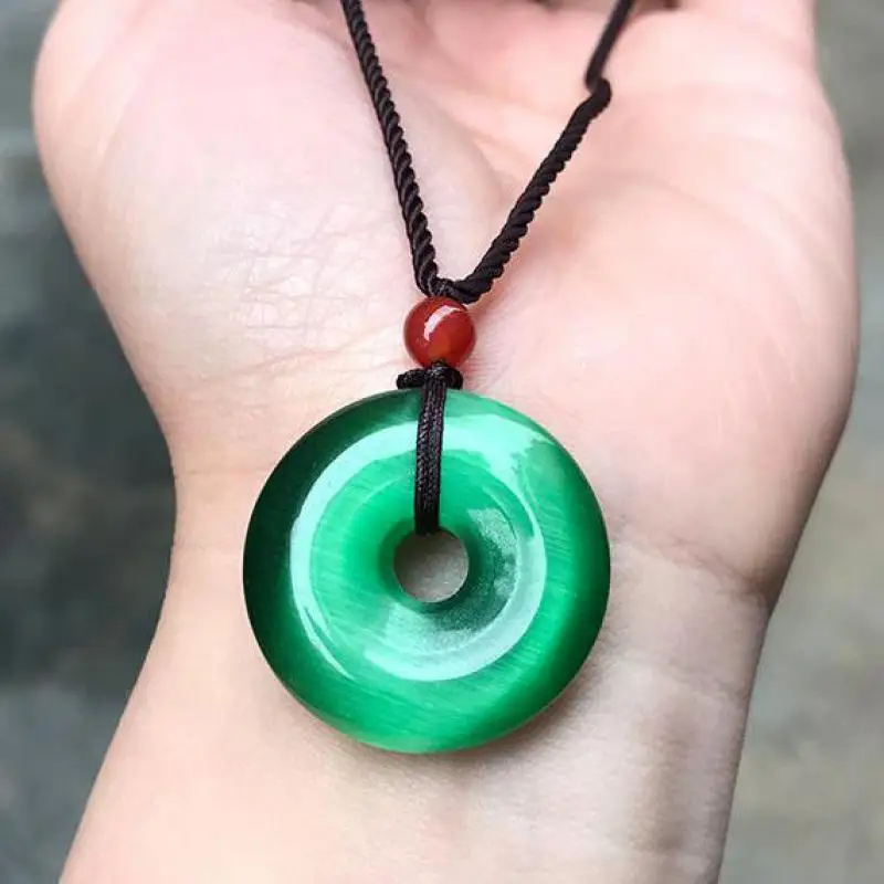 

Ожерелье-пончик с натуральным камнем кошачий глаз для мужчин и женщин