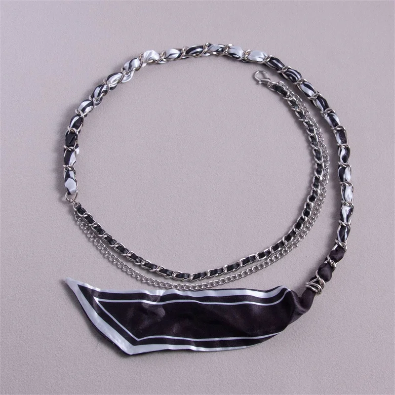 

Trend Silk Scarf Waist Chain High-end All-match Casual Accessor Belt With Skirt Decor Suit Chain For Party Jewelry Dress Belt