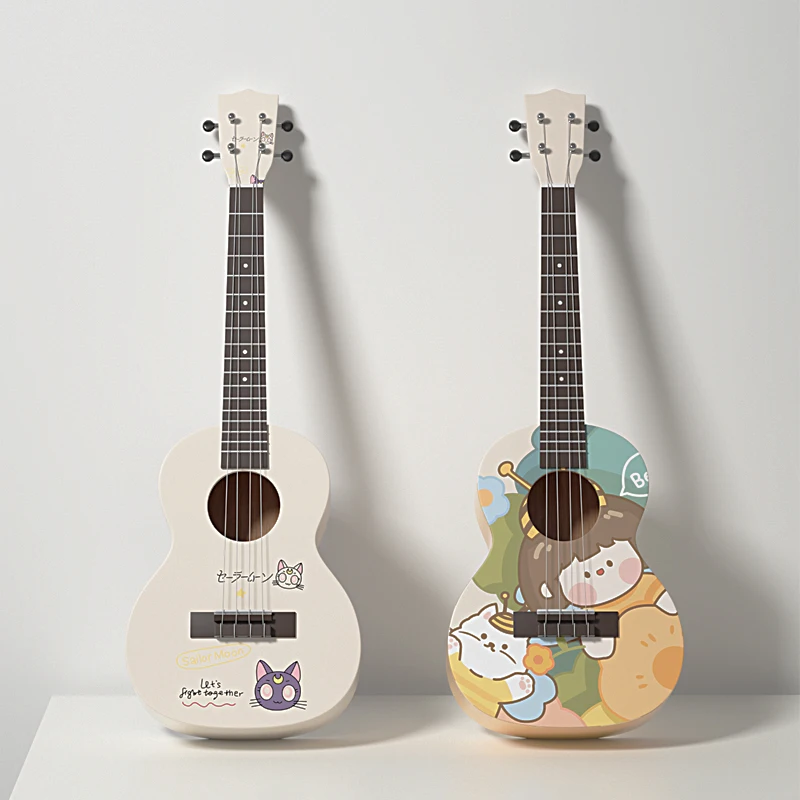 Pattern Beginners Children Ukulele Electroacoustic Wooden Acoustic Ukulele Professional Finger Picks Guitarra Travel Guitar