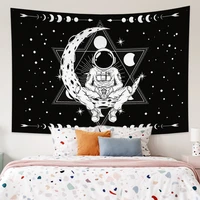 outer space astronaut tapestry trippy moon stars hippie boho aesthetic tarot wall hanging decor bedroom living room dormitory