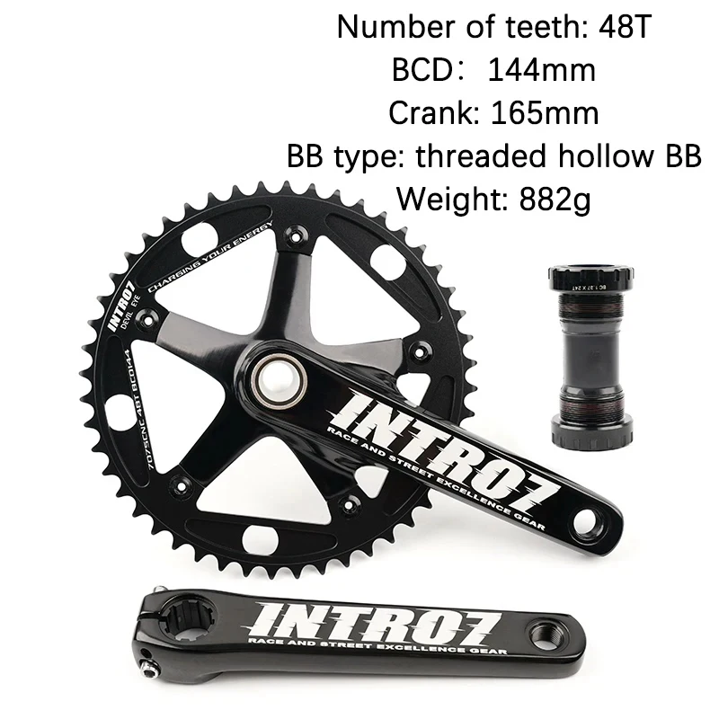 Фото Комплект шатунов 48T INTRO7 DEVIL EYE Hollow Integrated Fixie Racing из алюминия AL-7075 с ЧПУ, BCD144мм, для фикс-байков и трековых велосипедов, 165мм №5
