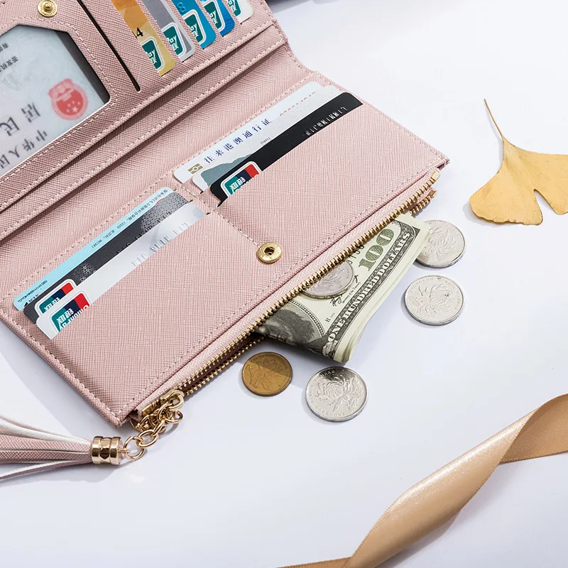 2023 Tassel Wallet Women Long Cute Wallet Leather Tassel Women Wallets Zipper Portefeuille Female Purse Clutch