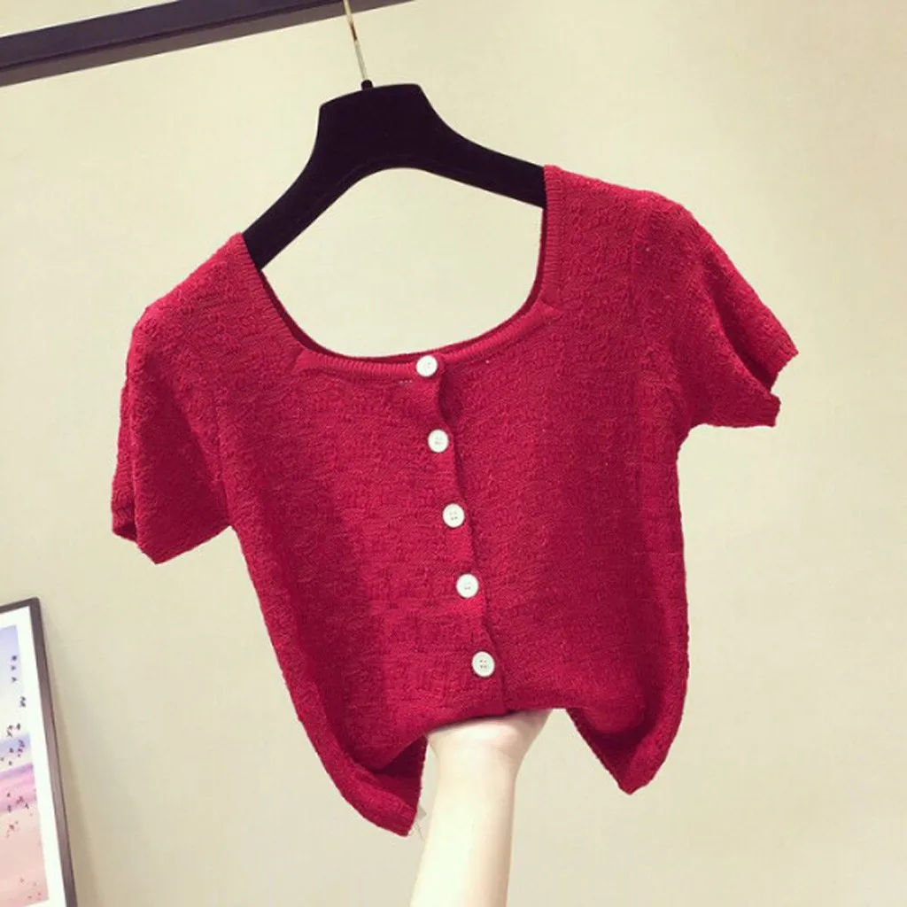 

Top Solid Sleeve Knitted Collar Hollow Women Out Fashion Short Short Women's Blouse Snowboard Base Layer Women Top 3xl Women