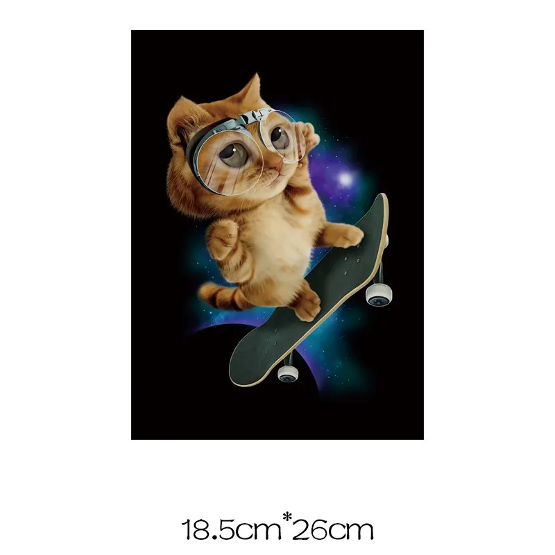 

heat-sensitive Patches iron on transfers for clothing flower meow Cute Cat stripes thermo Stickers on clothes application of one