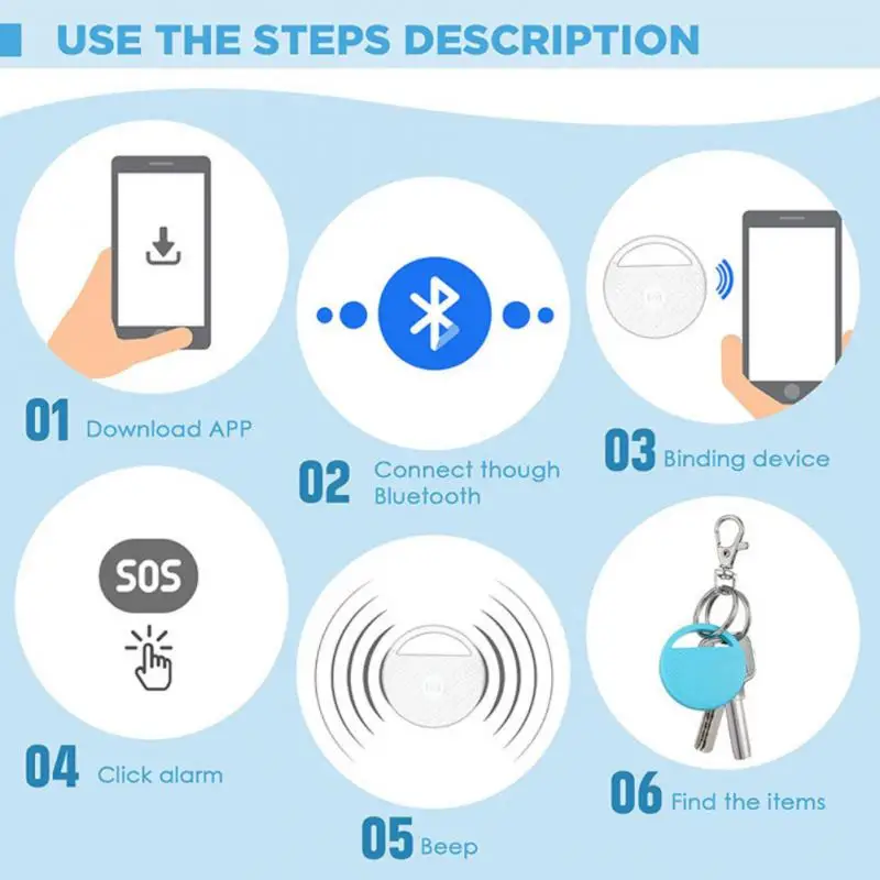 

Wireless Anti-loss Device Children Wallet Key Circular Two-way Alarm Anti-dropping Device Bluetooth-compatible Tracker Finder