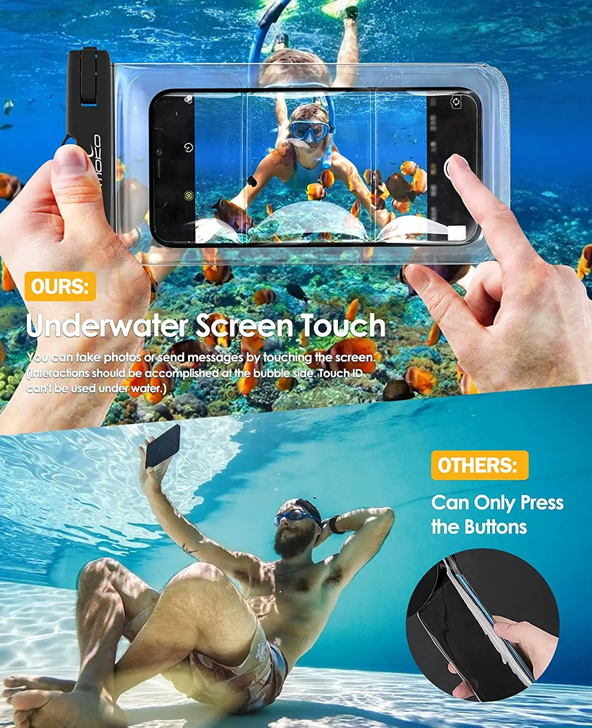 MoKo Waterproof Phone Case Holder 2Pcs for iPhone 13/13 Pro Max/12/12 Pro Max/11 Pro Max/Xs Max/XR IPX8 Underwater Phone dry Bag