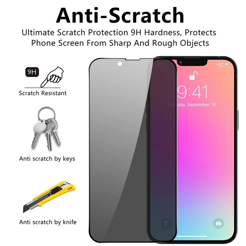 1-5Pcs Privacy Screen Protector for IPhone 11 14 Pro Max 7 8 Plus Anti-spy Tempered Glass for IPhone 12 13 Pro MAX Mini X XR XS