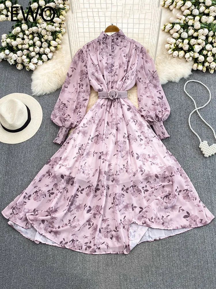 

Платье-трапеция женское с длинным рукавом, поясом и принтом контрастных цветов