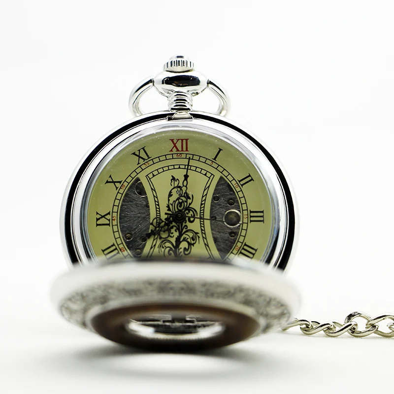 Engraved Mechanical Pocket Watch Roman Numeral Display Vintage Strap Chain Pendant Clock Mens Womens Fashion Gifts