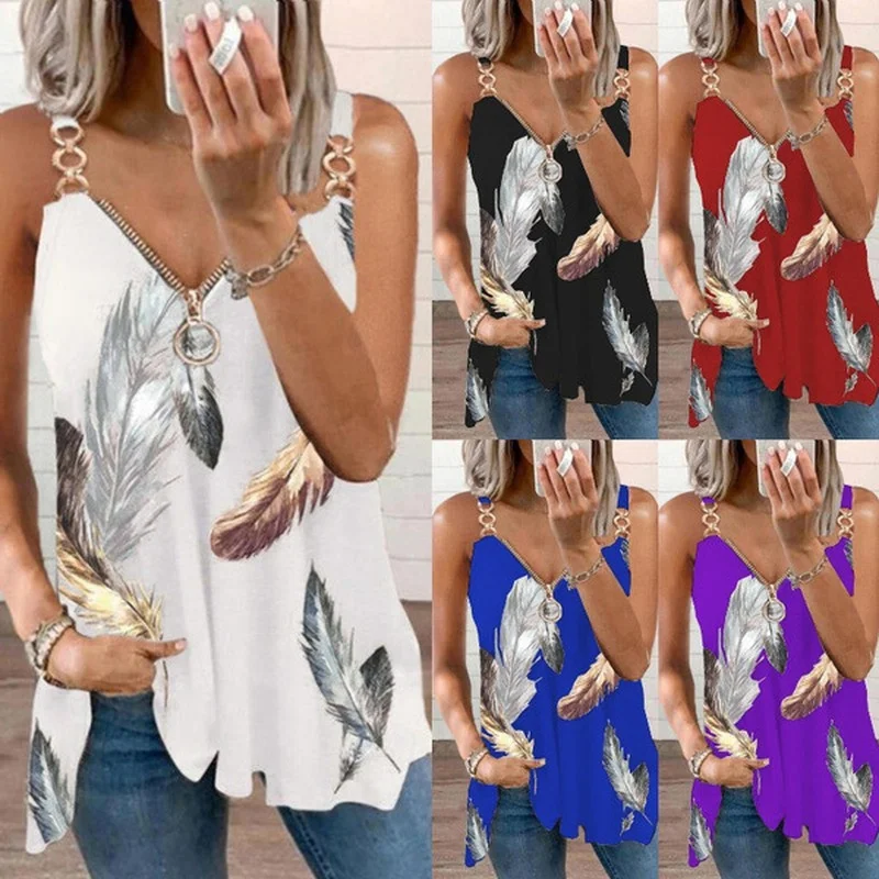 2022 Summer Ladies New Fashion Tube Top Sleeveless Shirt Clothing Vest Elegant Flower Polyester