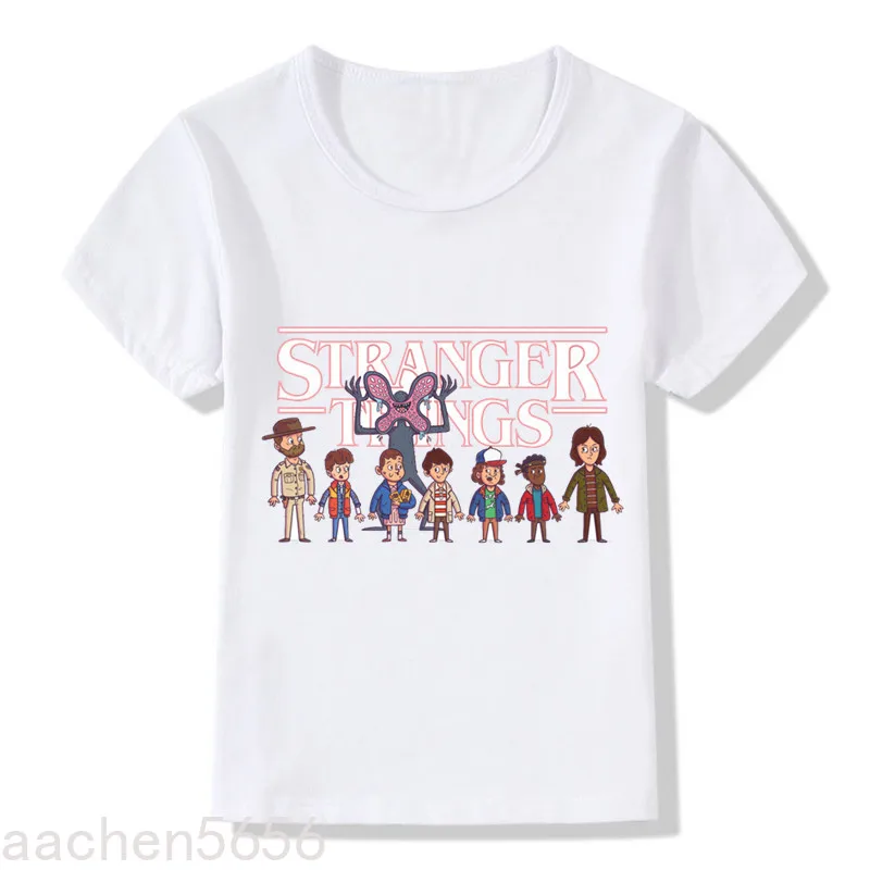 Children Cartoon Stranger Things Character Design Funny Boys/Girls T-Shirt Kids Baby Fashion Clothes  Summer Tops Tees,Drop Ship