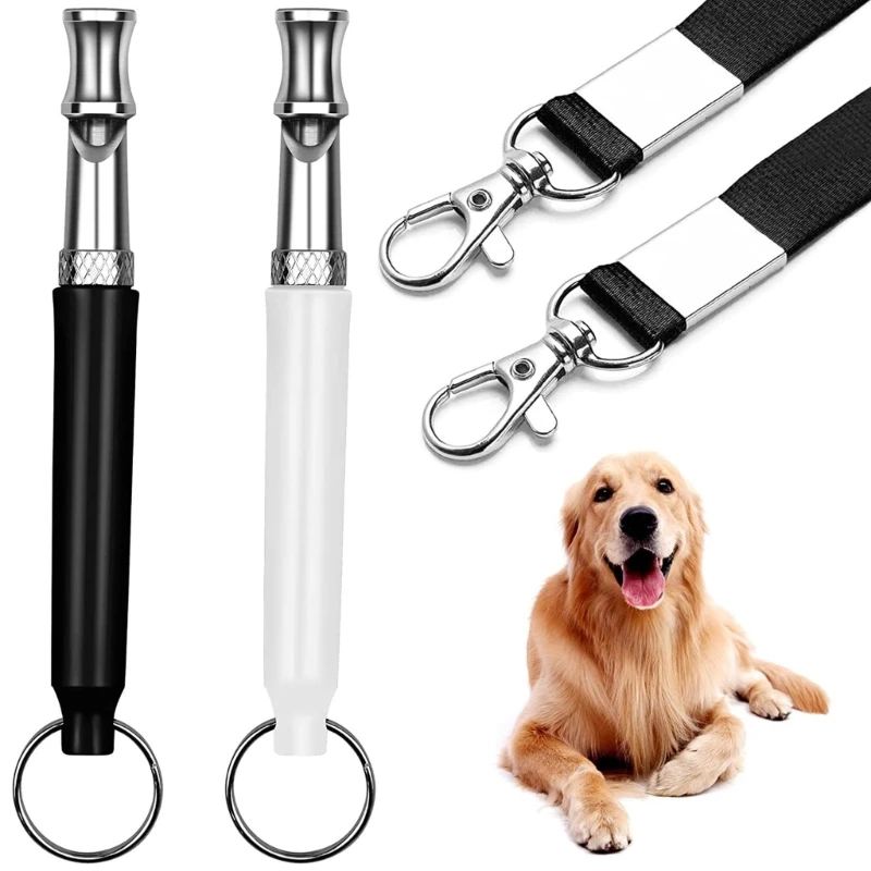 

2 Pcs Ultrasonic Dog Whistles Silent Ultrasound Training Whistles Stop Barking with Adjustable Frequency Free Lanyard