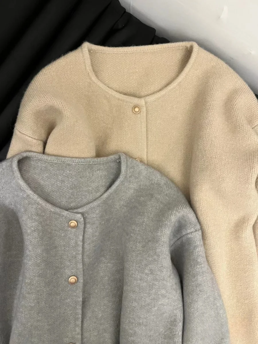 Элегантный трикотажный кардиган с круглым вырезом Новинка весна-осень 2024