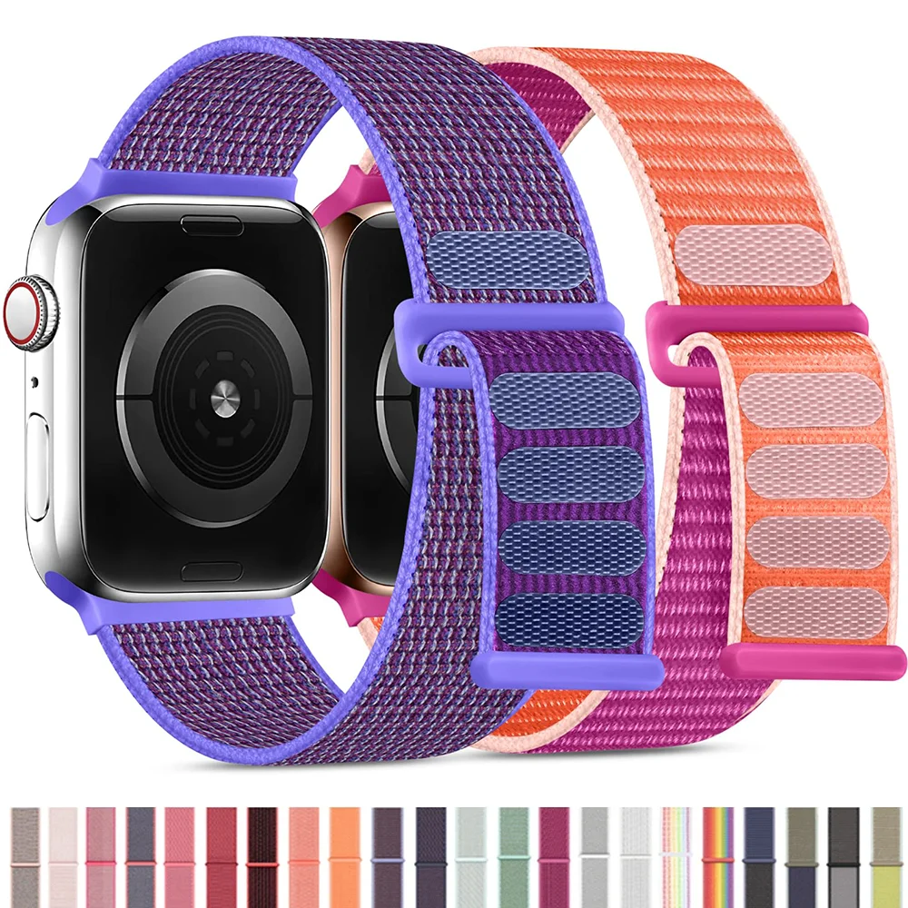 Фото Нейлоновый ремешок-петля для Apple Watch, ремешки 49 мм Ultra-2, 44 мм, 40 мм, 45 мм, 41 мм, 38-42 мм, браслет для iwatch Band Series 9 8 se 7 6 5 4 3 №1