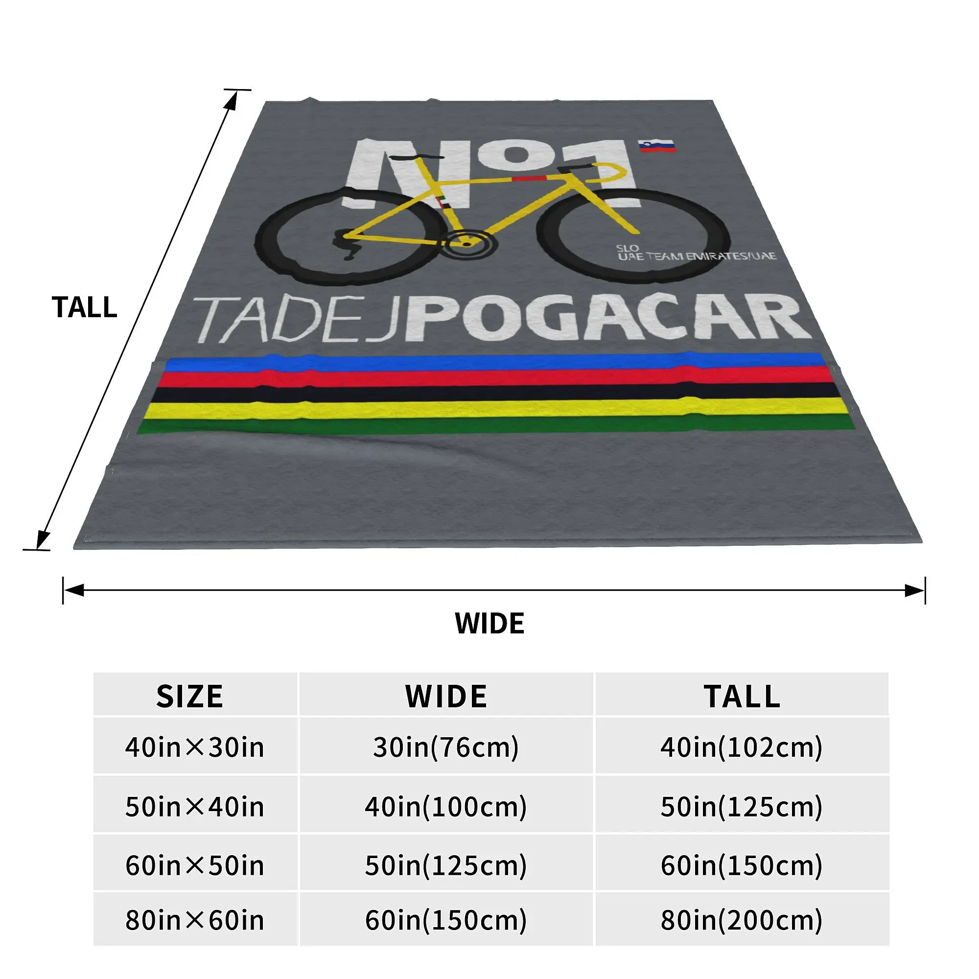 Одеяло Tadej Pogacar теплые уютные пушистые велосипедные одеяла Pogi Team Tour De France для