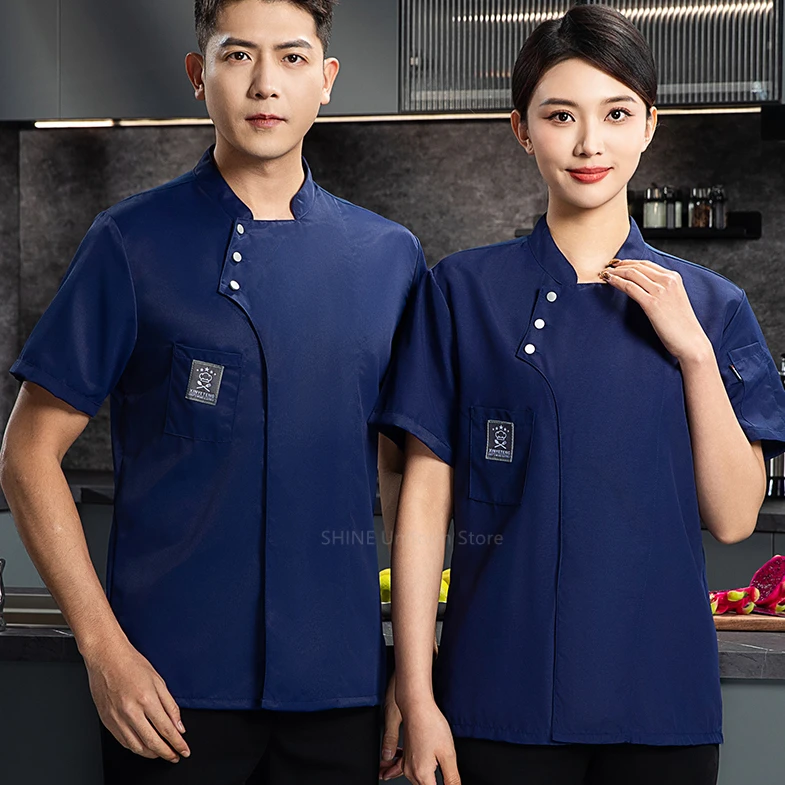 Мужская куртка шеф-повара Черная форма жакет с коротким рукавом фартук рабочая