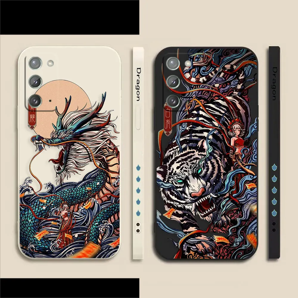 

Painted D-Dragon T-Tiger Phone Case For Samsung A70 A60 A30 A20S A20 A10S A10 Note 20 10 M33 M32 Pro Plus Lite Ultra 4G 5G Case